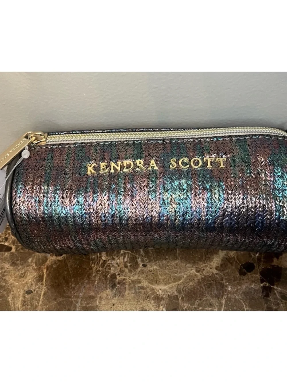 Kendra Scott Iridescent Multi-Color Woven Cosmetic Pouch
